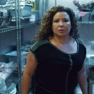 LAURA PETITES worn on set of “horror of Dolores Roach” by lead medium